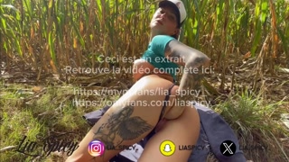 I squirt and fist myself in the cornfields, the owner of the field surprises me