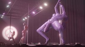 Thick 3D Futanari Stripper Widow Swingin' Her Massive Balls & Dick in The Club