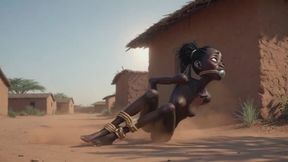 African Prisoner in Tribal Bondage - Scared & Helpless in the Middle of Tribe
