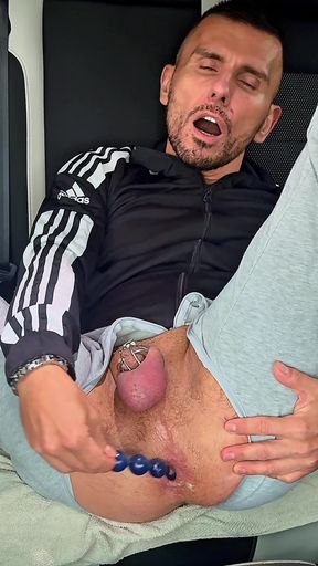 Chav-lad in a Tracksuit and White Socks Outside in Public Fun