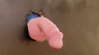 Spider-Man cosplay twink gets gloryhole blowjob and huge cumshot