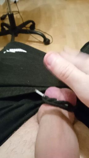 Lonely guy jerking off at home