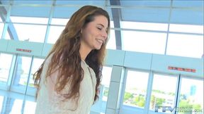 Teen amateur Babe flashes her petite tits in public