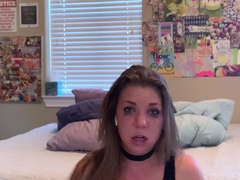 Blonde teen slut plays with a toy banana