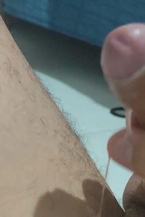 Young Man with a Big Dick Has a Triple Orgasm in the Mirror.