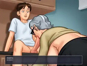 Old and Young: Mature MILF gives deepthroat blowjob