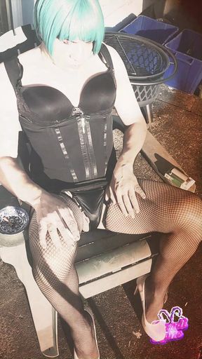 Sexy Sissy Kandi Kane Smoking And Playing With Her Cock