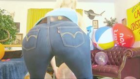 50 Balloons Popped Under My Ass in Tight Levi Jeans - mp4