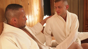 ”After the sauna, step son gets rammed by step dad's dong”