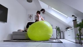 ride a giant green Gymball