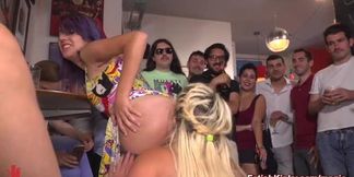 Blonde Bombshell Gets Hammered By Two Dudes While Getting Face fucked Hard