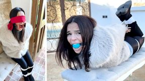 Elite Fur Agent Captured, Blindfolded, Jaw Spread Open With Huge Ring Gag, Ball Gagged ,Hogtied & Bench Bound Breakout