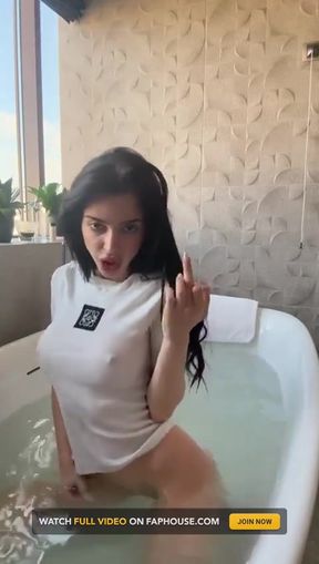 Miss Wet T-shirt Teasing You in the Bathub