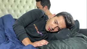 Stepdad gets confused and eats his stepson'_s ass bareback thinking it was his wife'_s, they almost get caught