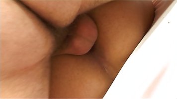 Cock loving blonde shemale with big tits is about to have amazing anal sex with her new lover