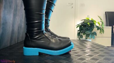 Miku Bootjob in Black and Blue High Boots - Cock Balls Crush Trample, Shoejob, Bootjob, CBT, Ballbusting, Trampling, Stomping