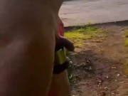 Naked in the bushes by road