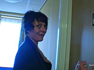 Indecent Shaz drilled hard by a large ebony knob