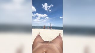 public pussy flashing at the nude beach spreading my legs open when people walk by