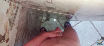 POV handjob teaser in the bathroom with provocative moans