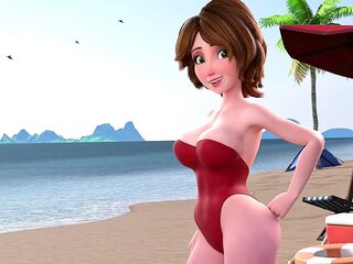 Sex on the Beach with Aunty Cass (Neverseen CG Manga Porn) Eng Sub, Ultra Quality