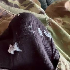 Army solider jerks off in uniform wearing his roommate&#039;s black boxer briefs