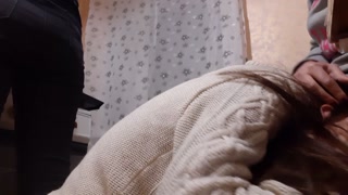 Girlfriend licked me in the kitchen when the housekeeper was washing the dishes and talked to me - IkaSmokS