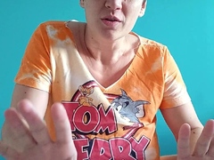 Amateur busty brunette masturbates and does hand job