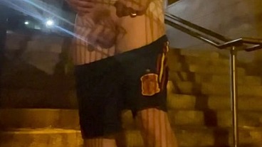 Amateur boy caught peeing in the street