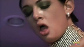 Two sizzling lesbo babes ride and fuck a big cock with strap-on