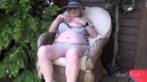 Judys - 66yo Hairy Mature Gilf Mrs. Claire Sucks Your Cock In The Garden (pov) - Aunt Judys