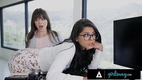 Lesbian boss Alison Rey needs sexy rookie IT Gina Valentina to satisfy her pussy