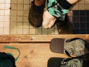 Double Checking Myself For Wood Ticks At The Camp Shower After A Day Of Off Roading ft: piss on feet