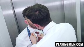 Manuel Reyes and John Brachalli intense elevator fucking
