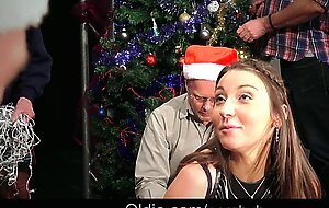 Eight seniors get pervert and gangbang a tempting Santa dressed Lady
