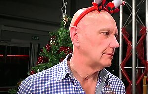 Eight seniors get pervert and gangbang a tempting Santa dressed Lady