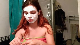 Sensational spa day masturbation with ahegao face ejaculation and piss on my face to wash the mask off
