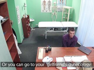 Nurse helps patient gives jizz