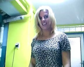 Superb blonde German babe plays with a glass dildo