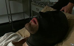 TS scientist fucks man in gimp mask