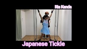 Ria Kanda - Tickling an Asian beauty in a cheerleader uniform, restrained in an X position