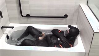 milky socked orca shoots flow in tub