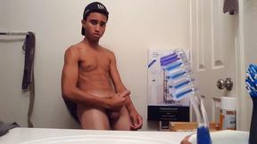 Little Lucas Strokes his Huge Dick