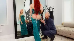 Busty shemale client Ariel Demure analed by personal shopper