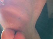 Master’s dirty soles while reading