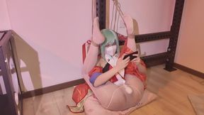Asian Chinese Cosplay Woman Enjoys Raised Legs Rope Bondage Roleplay - Sheer Pantyhose, Vibrator & Passionate Session 23 Min