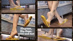 Snapshot of the routine, making the bed, yellow flip-flops 1080FHD
