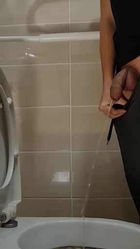Boy Long Pissing with Uncircumcised Cock and Big Balls