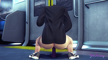 Yaoi Femboy - Seth uses his dildo in the subway - Sissy Crossdresser Japanese Asian Manga anime Game Porn Gay