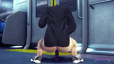 Yaoi Femboy - Seth uses his dildo in the subway - Sissy Crossdresser Japanese Asian Manga anime Game Porn Gay